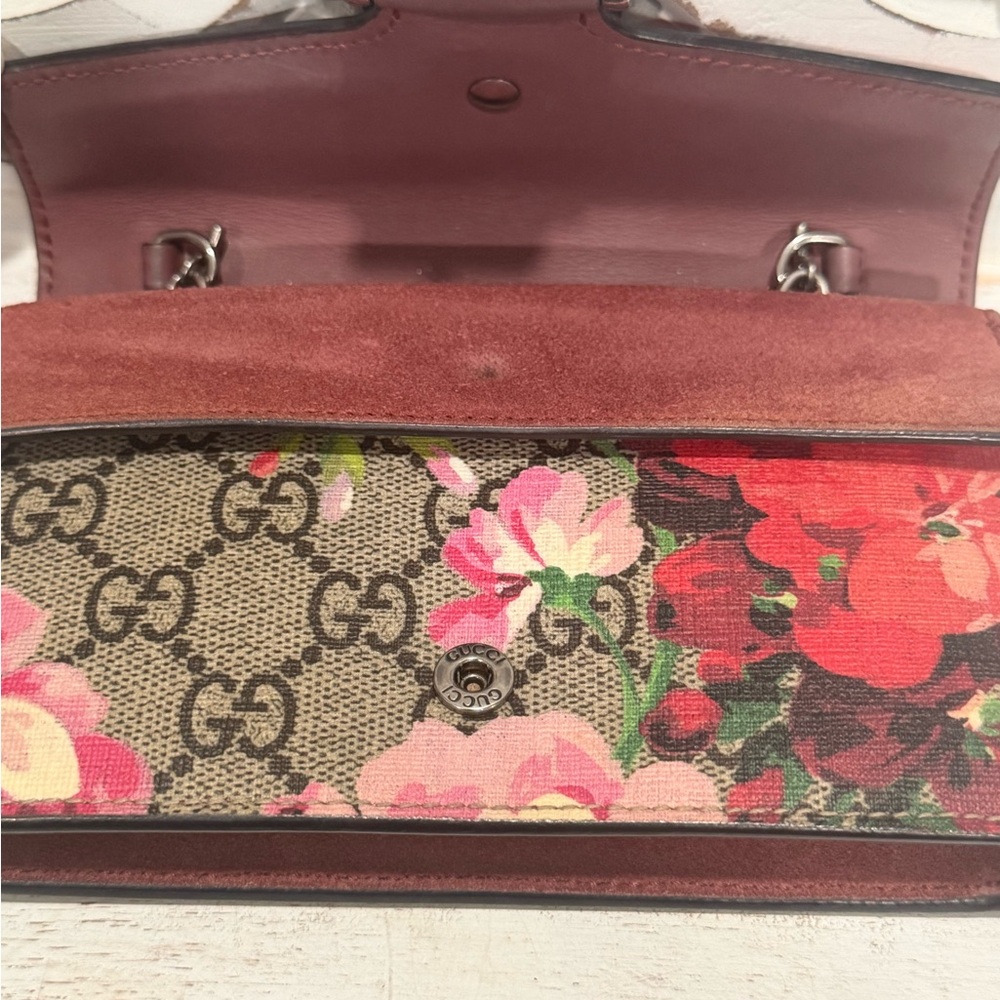 Authentic Gucci Dionysus Blooms Mini GG Supreme Chain Wallet Floral - Picture 5 of 11